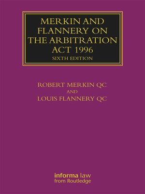 cover image of Merkin and Flannery on the Arbitration Act 1996